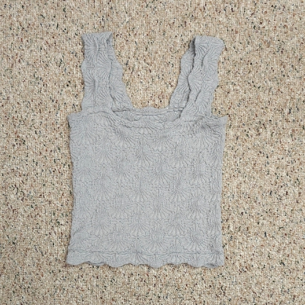 Free People Light Gray Textured Tank Top